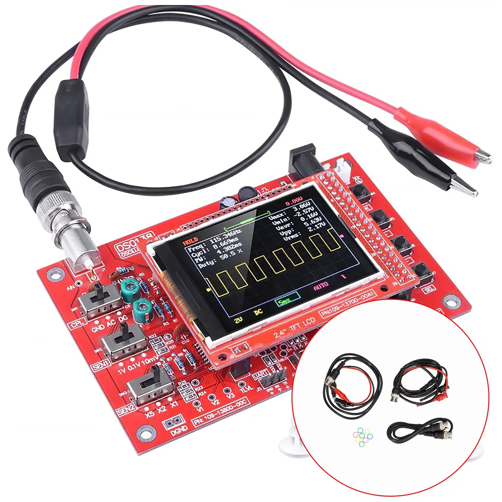

3Pcs BNC to BNC Male & Dual Alligator & Dual Test Hook Cable with 8 Rings Test Lead for Oscilloscope Wireless Router Monitor