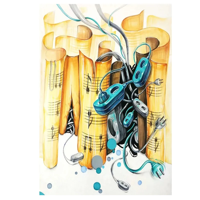 5D Diy алмазная живопись музыкальных акустических проводов Вышивка крестом
