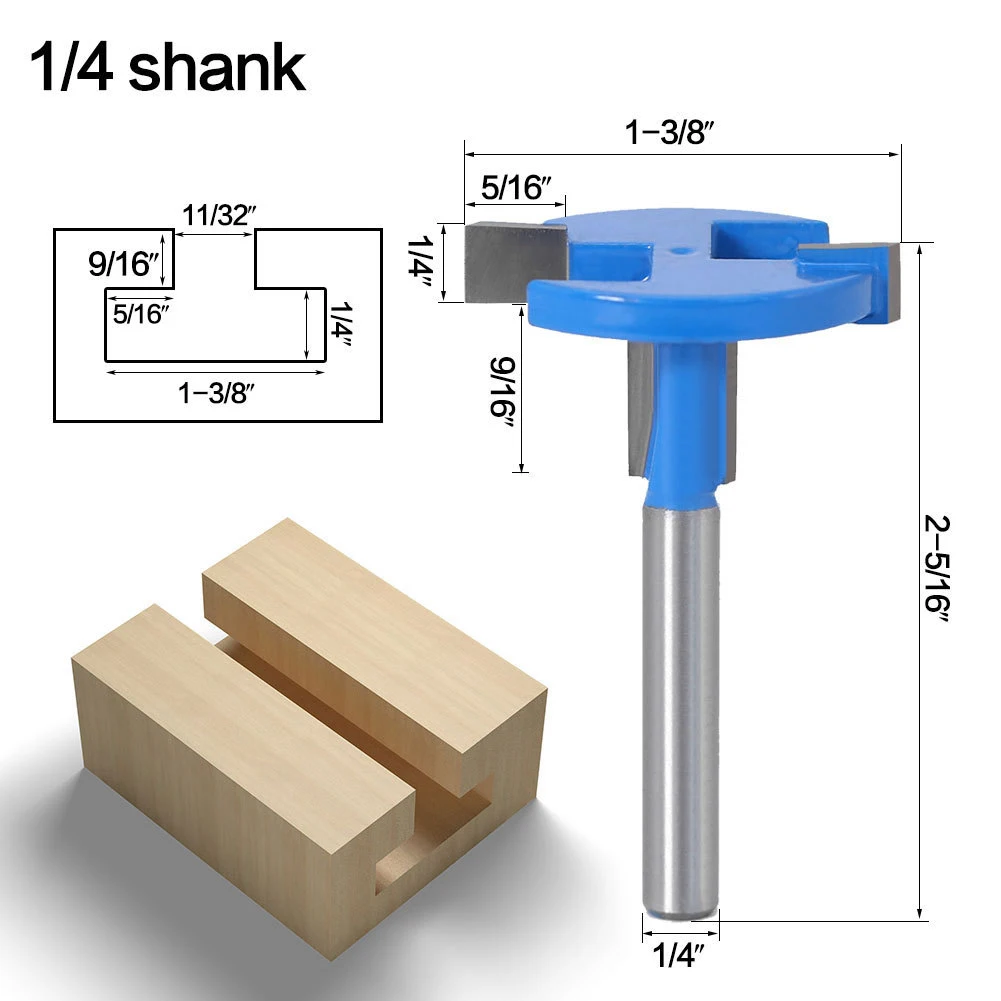 

1/4" Spoilboard Surfacing Router Bits 6mm Shank 2 Edge T Type Slotting Cutter Woodworking Tool Router Bits Milling Cutter