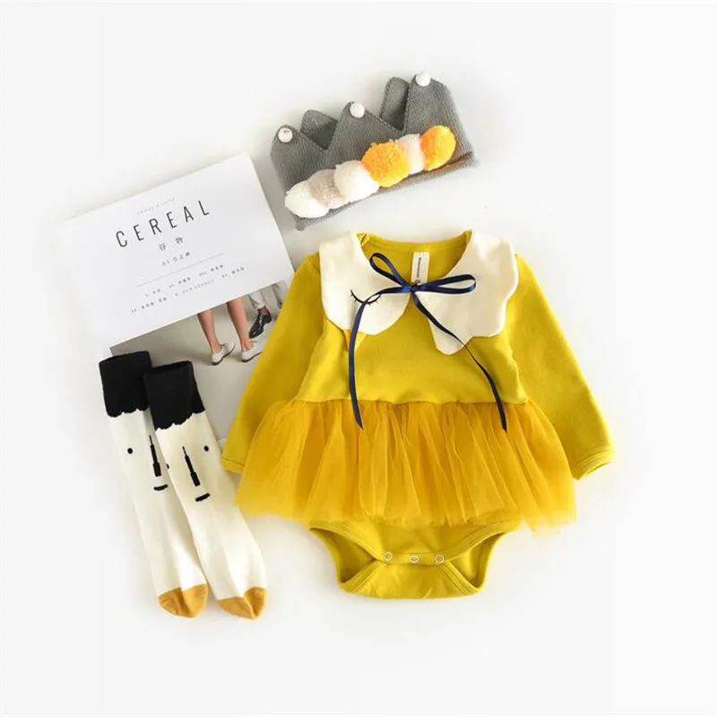 Осенняя одежда для маленьких девочек Комбинезоны новорожденных Одежда с