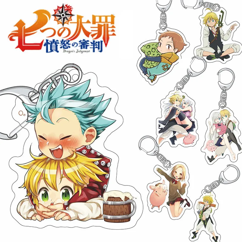 

Japanese Anime The Seven Deadly Sins Keychain Acrylic Cosplay Accessories Fans Gift Souvenir Women Bag Charm Pendant Keyring New
