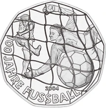 

Austria 2004, 100 Years of Football 5 Euro Commemorative Silver Coin Unc 100% Original Coins Real Euro Coin