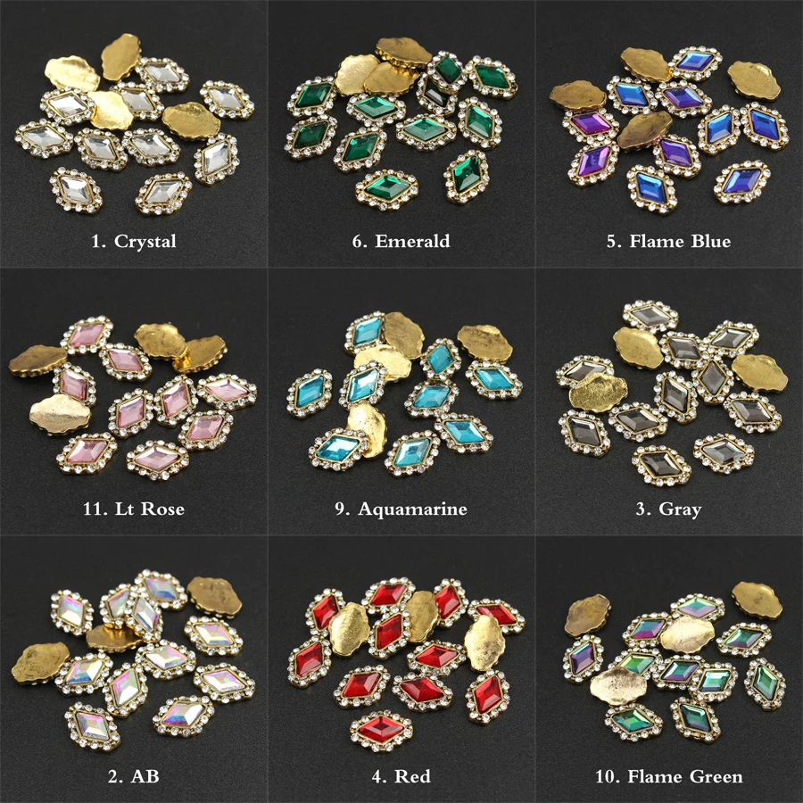 10 шт. античный сплав ромбовидный 3d дизайн ногтей плоская задняя часть Стразы