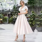 Светло-розовые короткие женские платья для выпускного вечера, вечерние платья с V-образным вырезом для торжества, элегантные длинные вечерние платья без рукавов с блестками