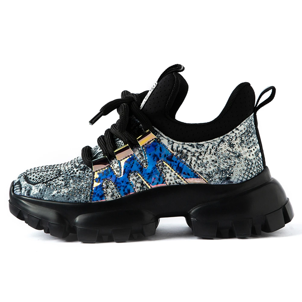 DORATASIA/женские кроссовки из натуральной кожи на плоской подошве с кристаллами