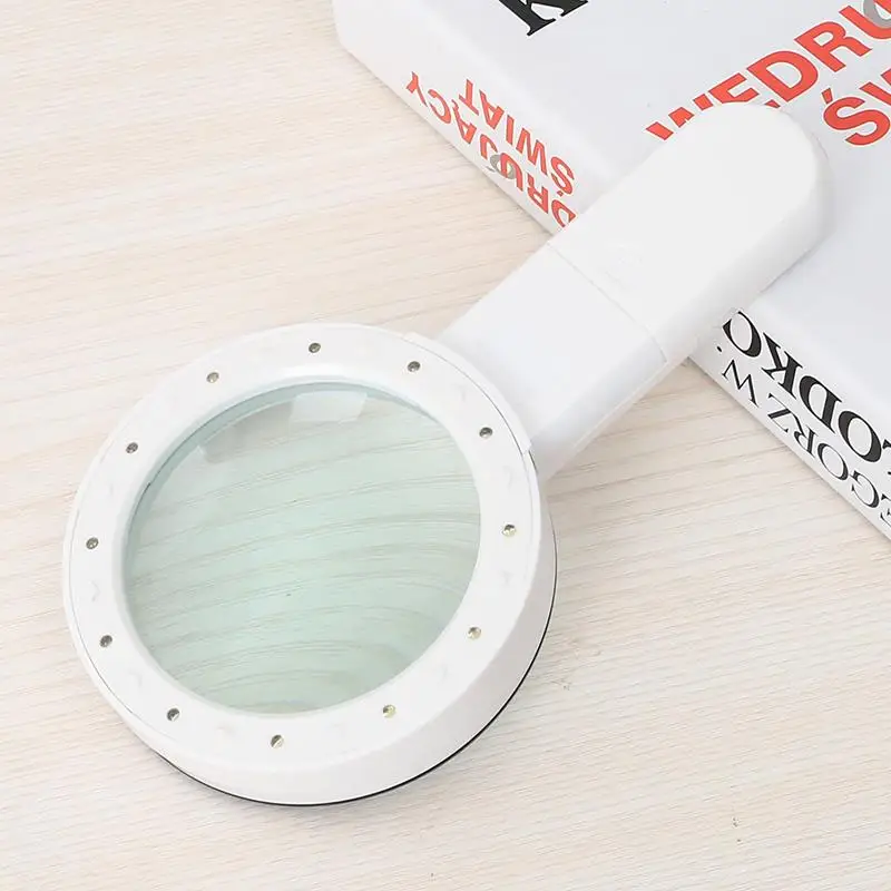 

30X Handheld Magnifier LED magnifier Jewelry loupe with 12 led lights magnifying glass lens High Definition Read magnifying lens
