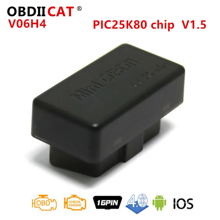 

NEW ELM327 V06H4 PIC25K80 Chip Mini OBDII ELM 327 Bluetooth V1.5 Support For Android/Windows OBD2 Diagnostic Scanner Tool