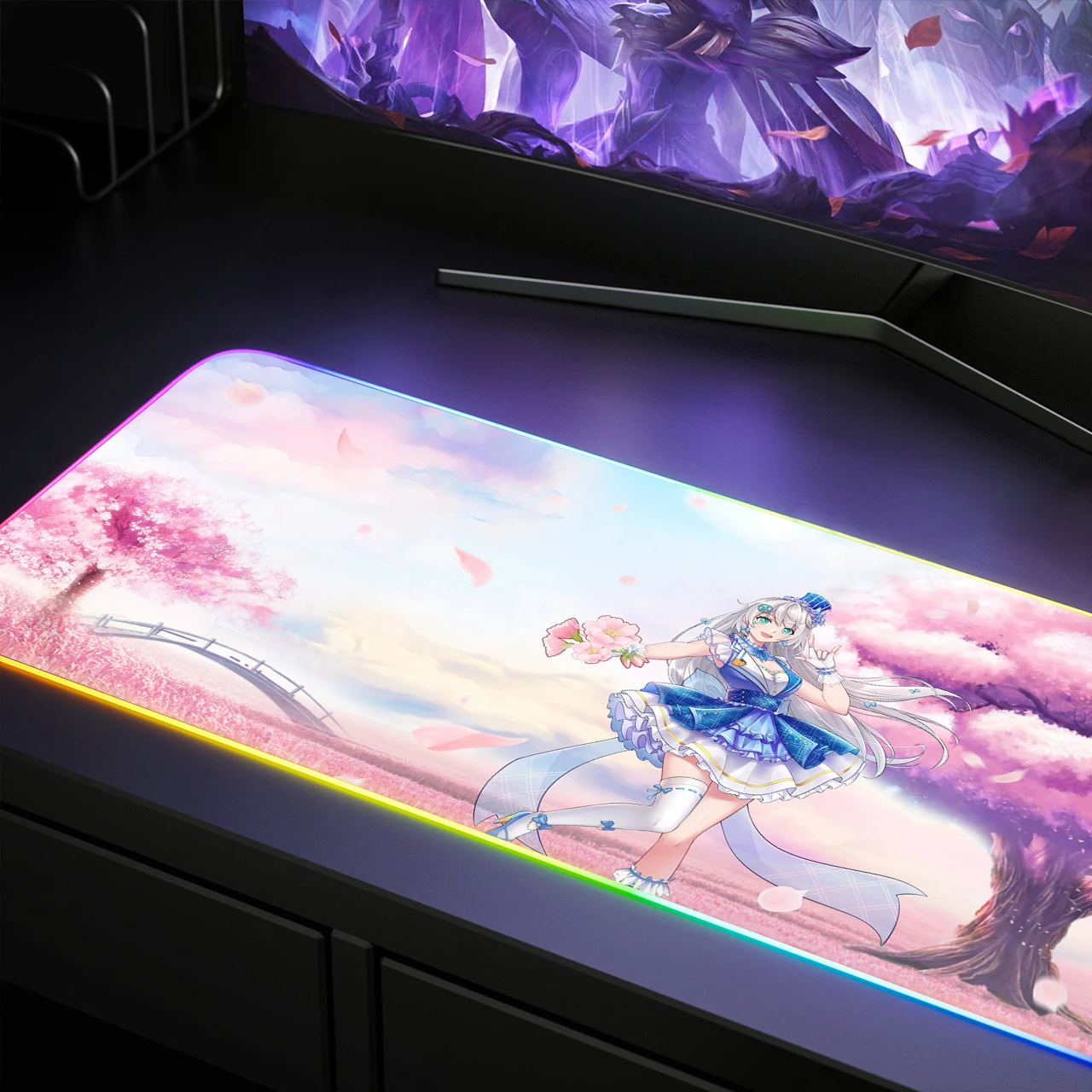

RGB Mouse Pad Two-dimensional Ji Luminous Table Mat Atmosphere Light Keyboard Mat Oversized Thickened Gaming Can Be Customized
