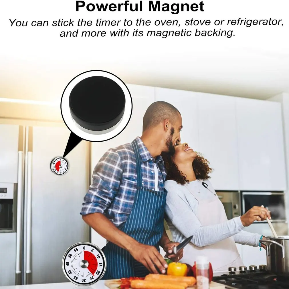 Stainless Steel Mechanical Kitchen Visual Timer Magnet 60-Minutes Alarm Cooking With Loud Tool | Дом и сад