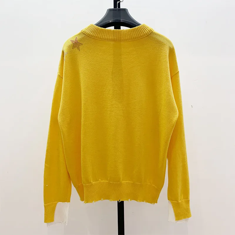 Женский трикотажный пуловер со звездами и стразами кашемировый джемпер с