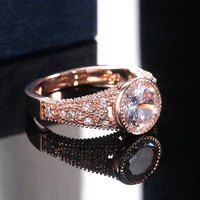 ustar 10mm big cz wedding rings for women full shiny cubic zirconia rose gold carving engagement rings female vintage jewelry