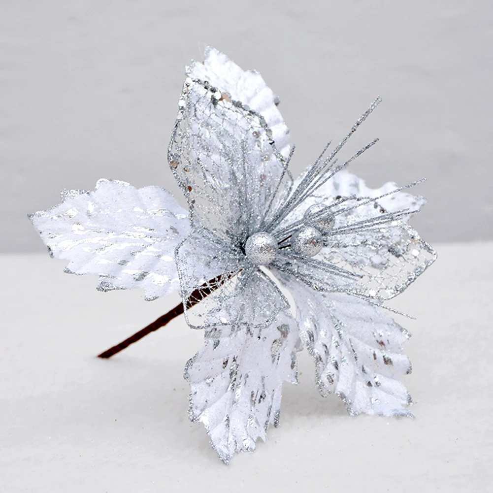 Artificial Christmas Flowers Wedding Simulation Tree Ornaments Decoration New Year Large Flower | Дом и сад