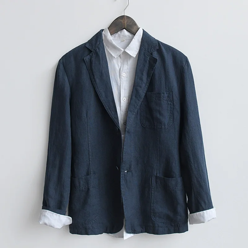 

New Arrival Fashion High Quality Linen Cotton Men Coat Single Breasted Casual Blazers Men Suits Size S M L XL 2XL