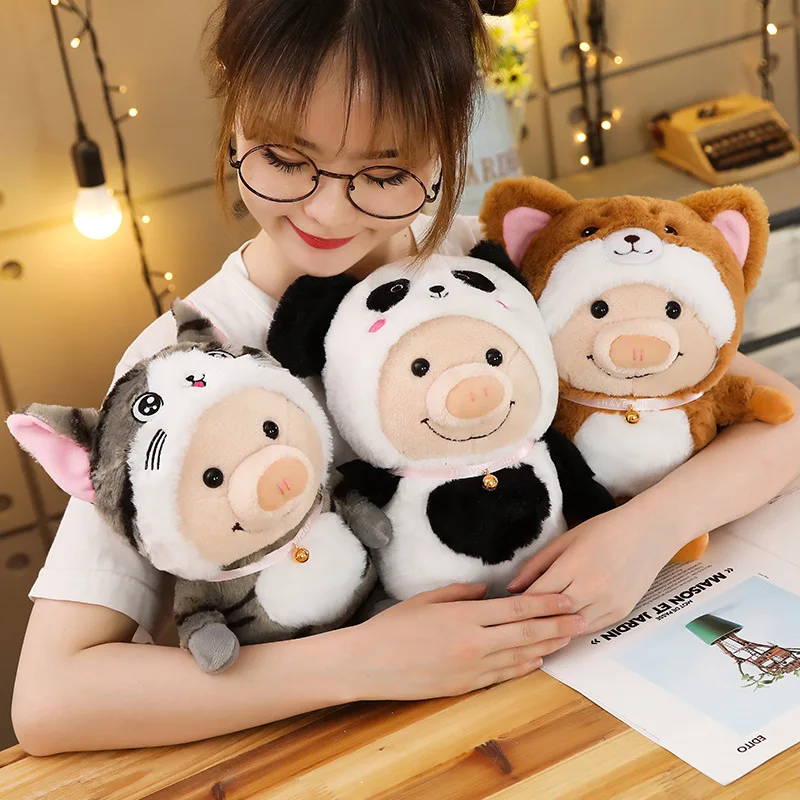 

1pc 25cm Cute Plush Pig Turn to Unicorn Cats Panda Dog Rabbit Plush Doll Stuffed Soft Animal Dolls for Kids Girls Birthday Gifts