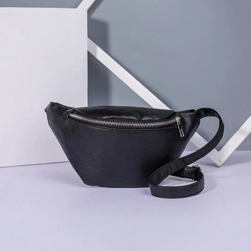 Поясная сумка на пояс мягкая кожаная поясная Кожаная черная K028|Поясные сумки| |