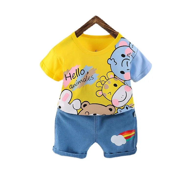 

Summer Kids Fashion T Shirt Shorts Toddler Cartoon Clothes New Children Casual Clothing Baby Boys Girls Print Cotton Tracksuits