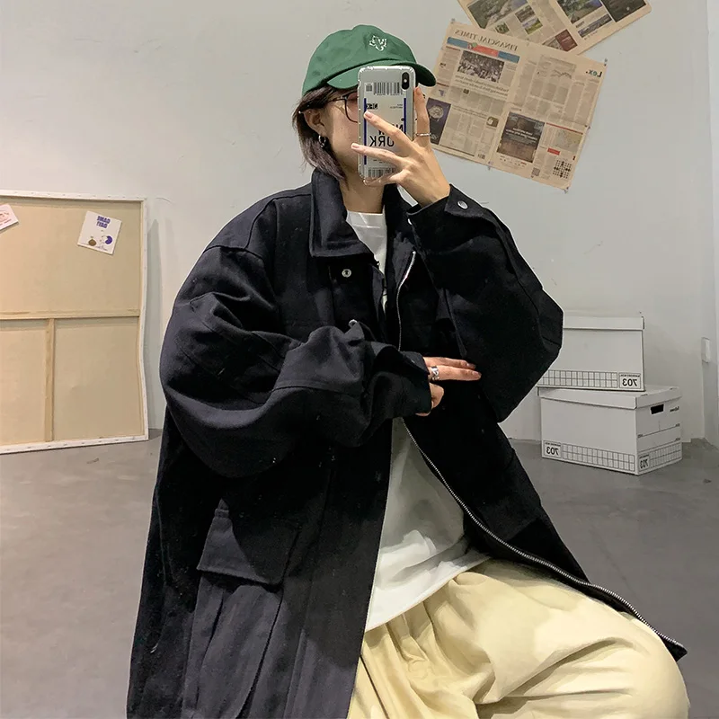 

Autumn New Jacket Men Hooded Spring Fashion solid Color Block Coat Casual lover Jacket Hip hop Windbreaker zipper Parka Jackets