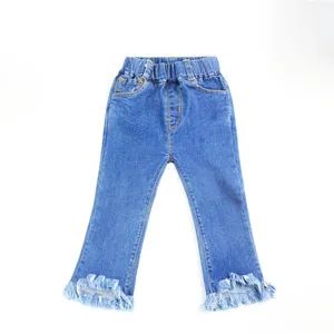 Джинсы-клеш детские, на веснуосень, синего цвета
