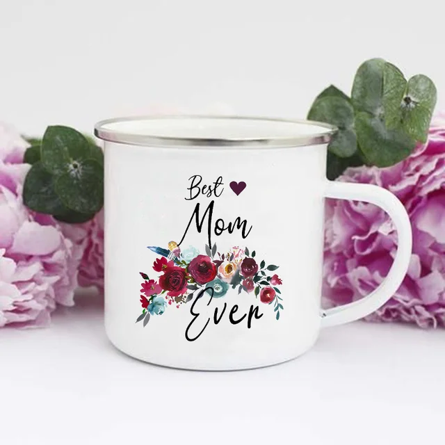 Best Mom Ever Print Mug Creative Coffee Tea Cups Drink Dessert Breakfast Milk Cup Enamel Mugs Handle Drinkware Mother's Day Gift 4