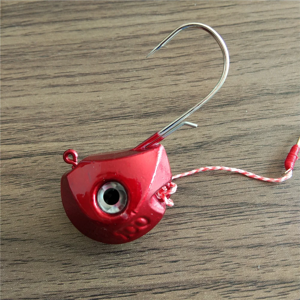 

4pcs 100g Fish Head Hook red and pink color Jig Head Hook Lead Hook Soft Lure Hook Jigging Silicone Bait Soft Worm Hook