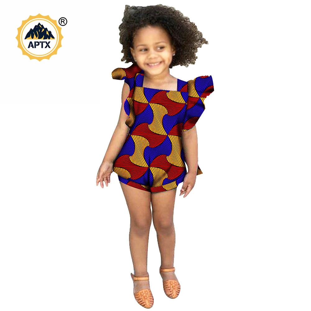 

African Kids Clothes Girls Children Ankara Print Jumpsuit Bazin Riche African Style Clothing S204025