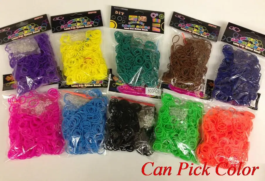 

factf 600 bands+24 S-Clips/pack Elastic Rubber Candy Colorful Bracelet Loom Bands Multy DIY Silicone Refills