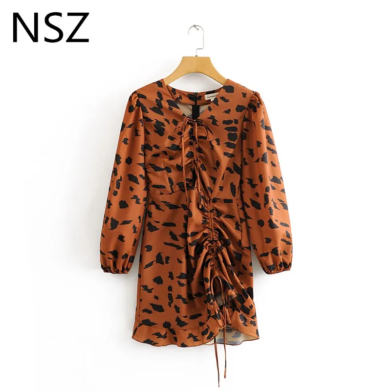 NSZ женское леопардовое платье с животным принтом сексуальное облегающее на