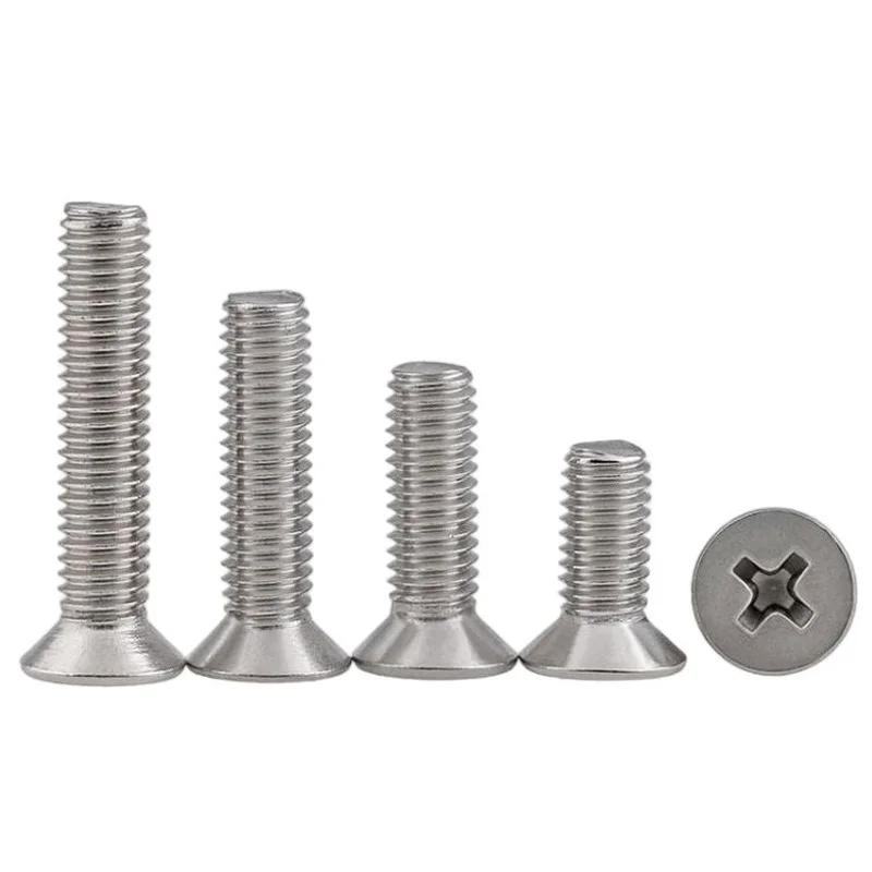 

50PCS M2 M2.5 M3 M4 Stainless Steel Countersunk Head Screws Mini Screws 304 Stainless Steel Cross Flat Head Screws