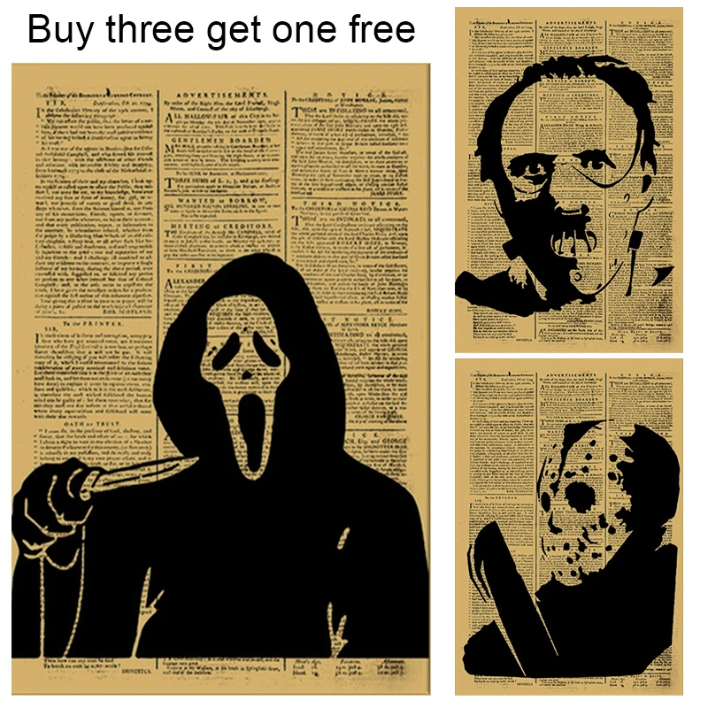 Постер с Майклом Майерс Фредди Джейсон из крафт-бумаги А3 a4ур художественное