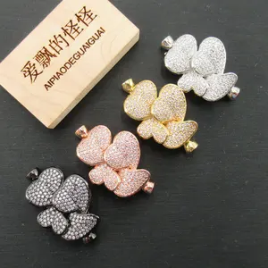 APDGG 23x29 мм позолоченный кубический циркон CZ микро паве Сердце цветок застежка подвеска ожерелье браслет Изготовление ювелирных изделий DIY