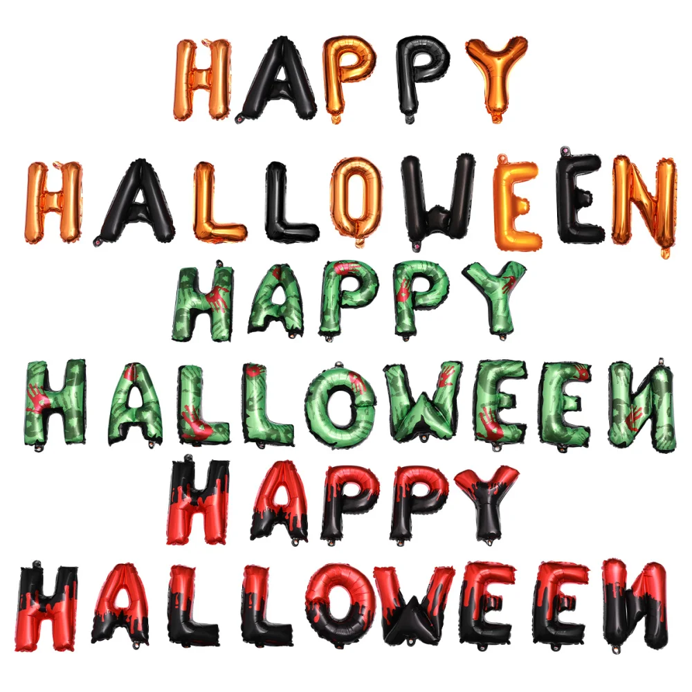1 Set/ 3 Group Halloween Party Balloon Aluminum Foil for Banquet (1 Gropu Each Black Orange Green Red Green) | Дом и сад