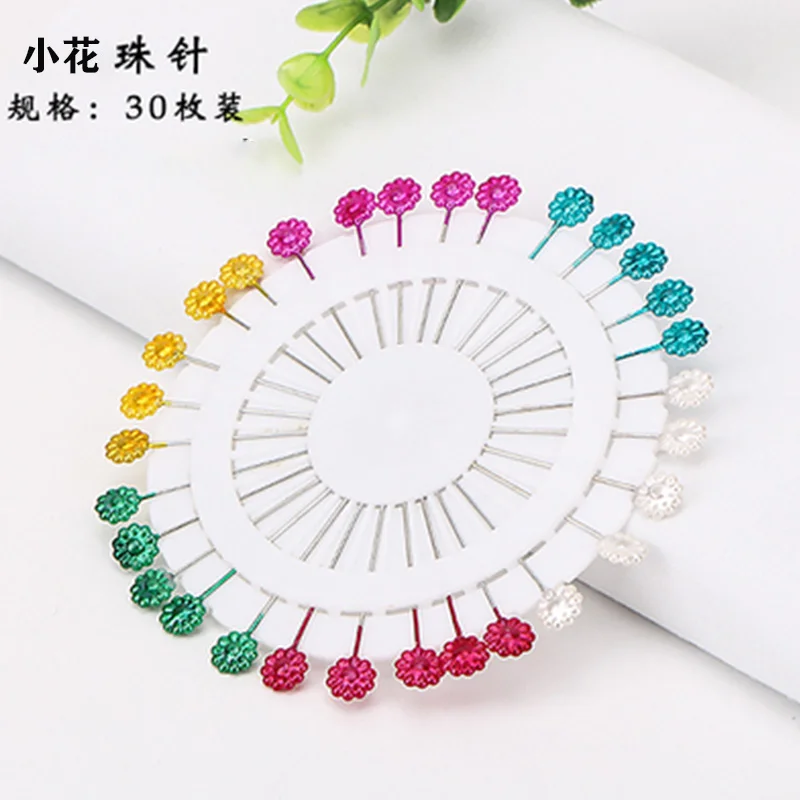 Small flowe needle 30 шт./сковорода ручная швейная позиционирование булавка цветная вышивка крючок для вязания набор швейных инструментов DIY иголка для рукоделия иглы для обивки - Цвет: Small flowe needle