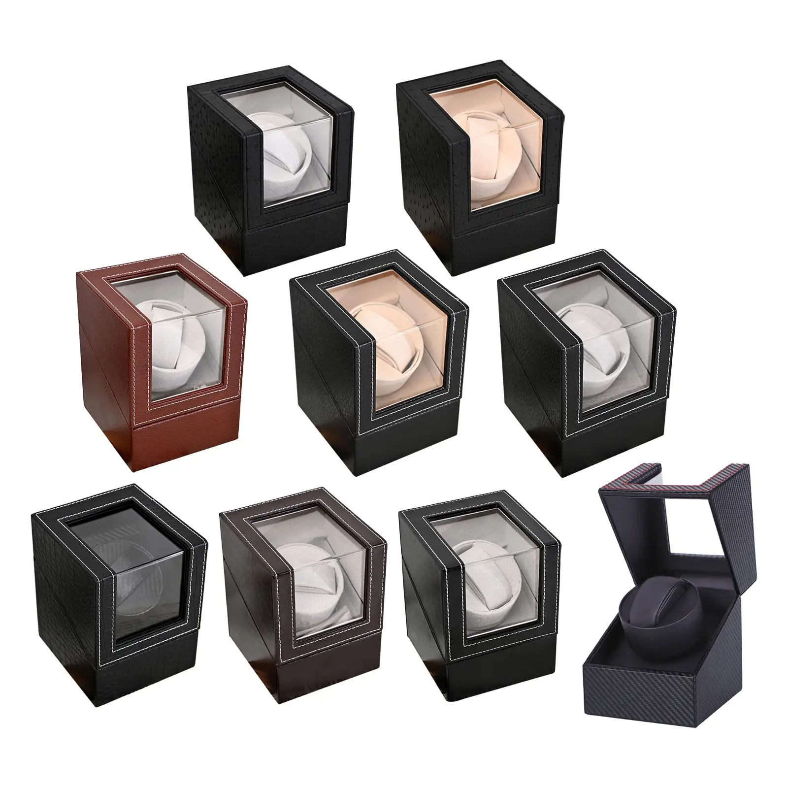

Single Watch Winder PU Leather Watch Case with Quiet Motor Wristwatch Mechanical Watch Jewelry Storage for Lady Man