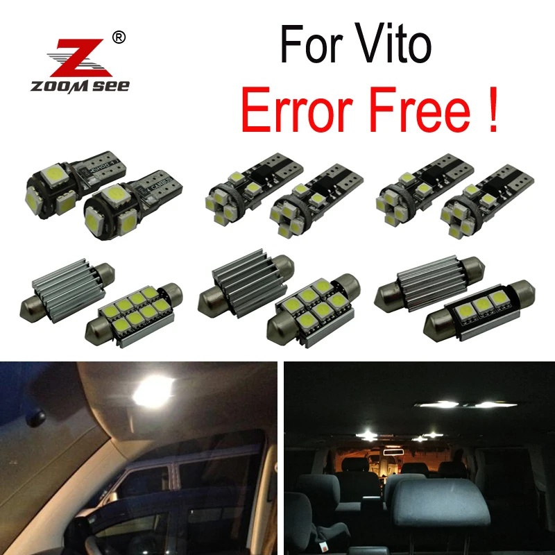 Белая светодиодная лампа Canbus без ошибок для номерного знака Mercedes Benz Vito W638 W639 W447
