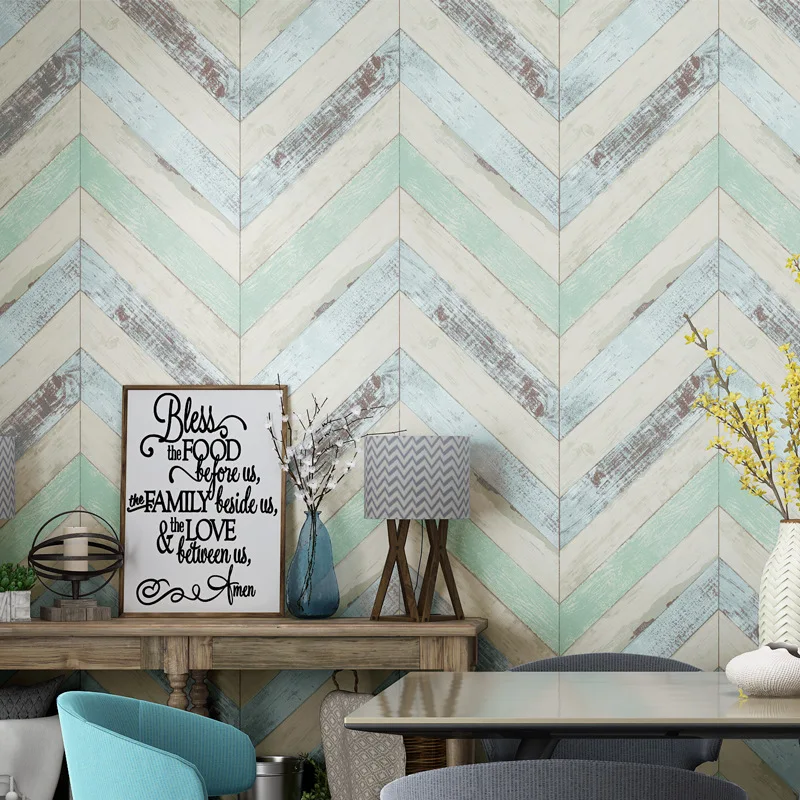 

Retro Nordic style imitation wood grain plank wallpaper nostalgic Mediterranean TV background bedroom livingroom dining room