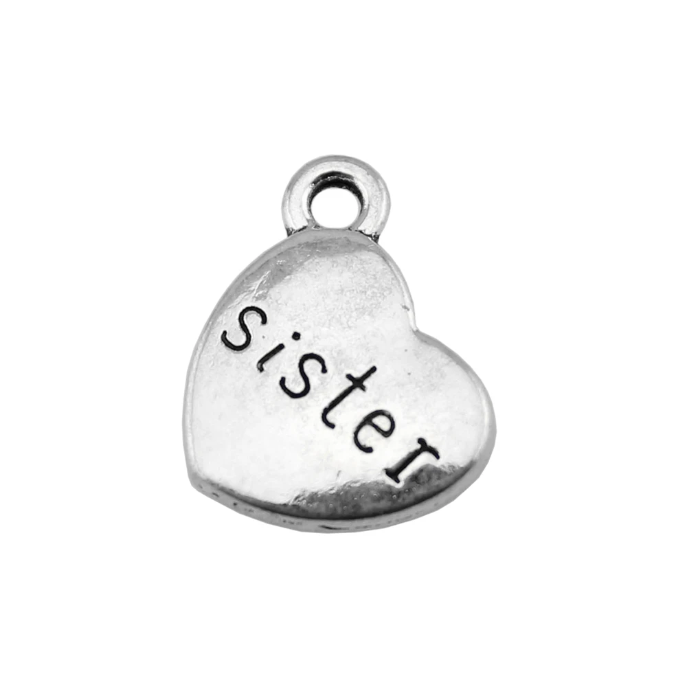 

WYSIWYG 10 шт 15x18 мм 3 вида цветов Античное золото античное серебро цвет античная бронза семья СЕСТРА сердце амулеты сестра амулеты