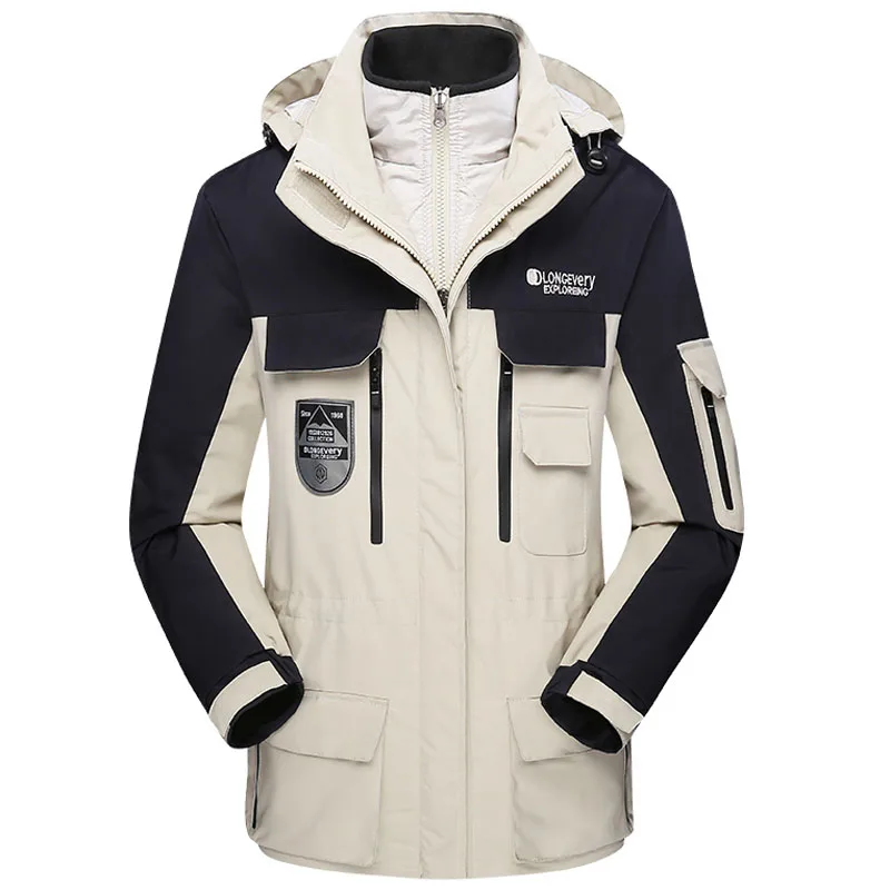 Новая Водонепроницаемая Лыжная куртка 3 в 1 двухкомпонентное зимнее пальто с