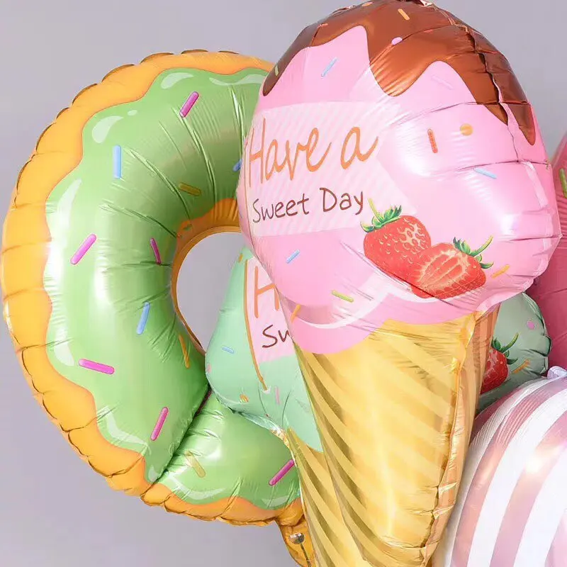 1 шт Конфеты Пончик мороженое тема гелиевая фольга шары звезды круглые Детские