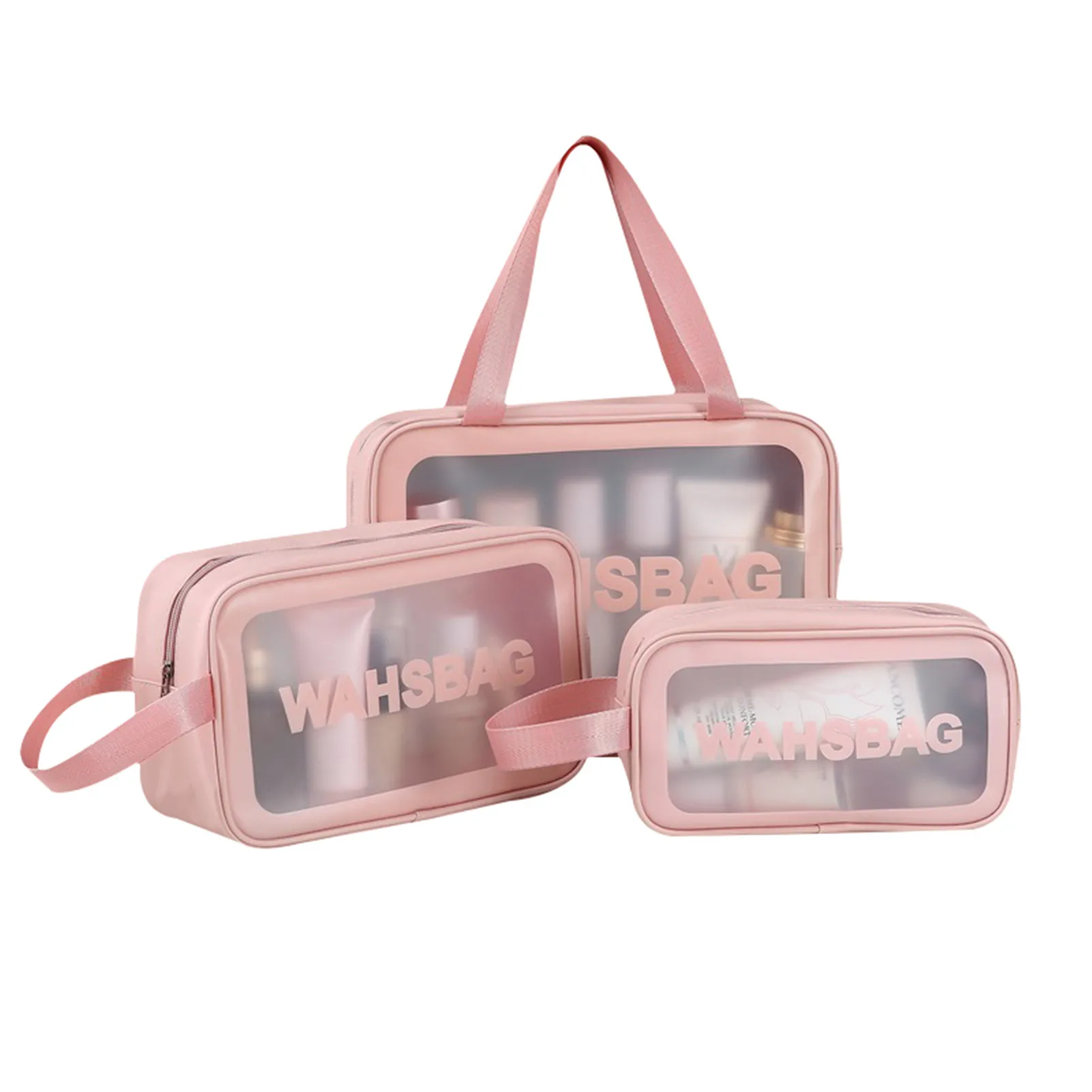 

PU Women Travel Storage Bag Toiletry Organize Waterproof PVC Cosmetic Bag Portable Transparent MakeUp Bag Female Wash Bag