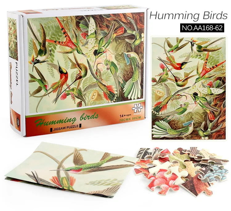 

Baby Boys Gilrs 50*70cm Jigsaw1000 Pieces Birds Contest Wooden Assembling Puzzles Picture Thicken Puzzles Toys Kids Game