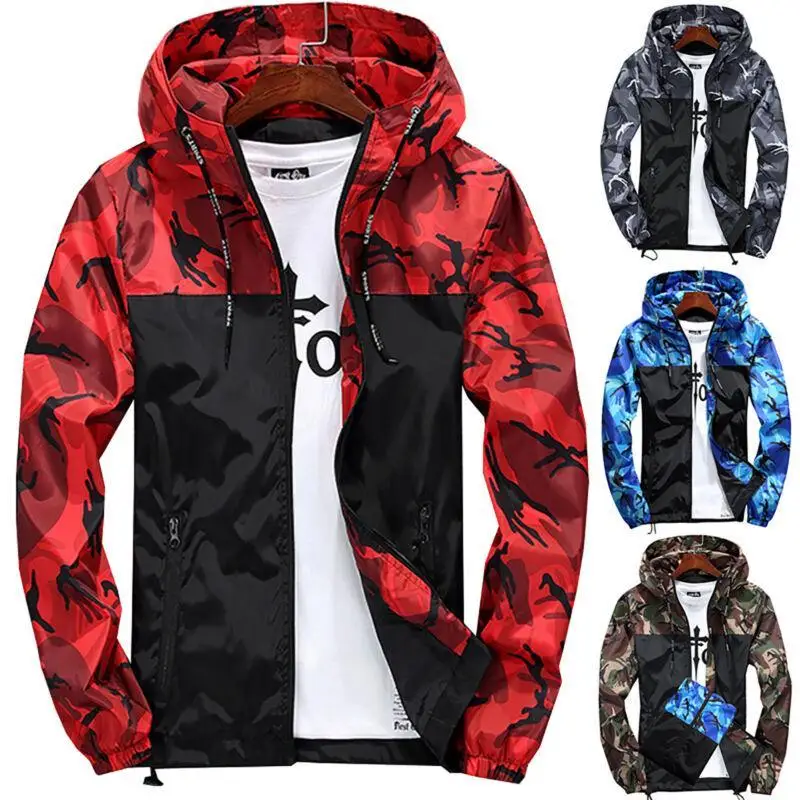 

Mens Outdoor Waterproof Jacket Coat Sports Casual Hoodie Tops Light Rain Coat
