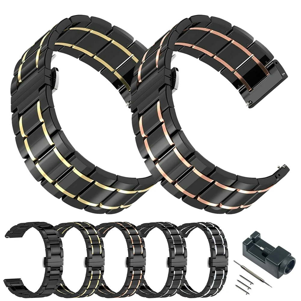 

Сменный ремешок для часов из нержавеющей стали и керамики, регулируемая длина 20 мм, роскошный ремешок для часов