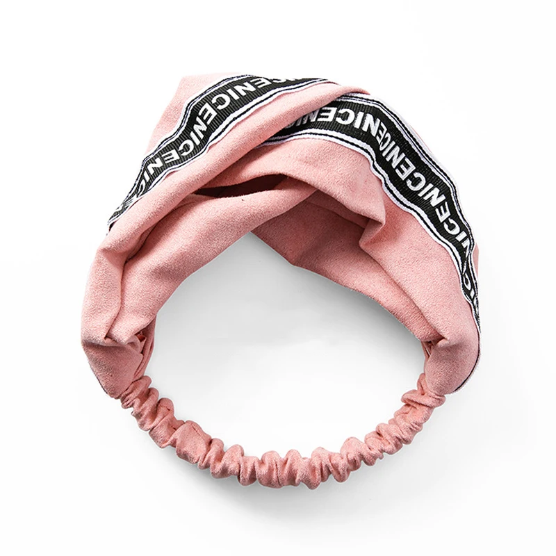 Креативные милые повязки для волос с буквенным принтом замшевые на голову