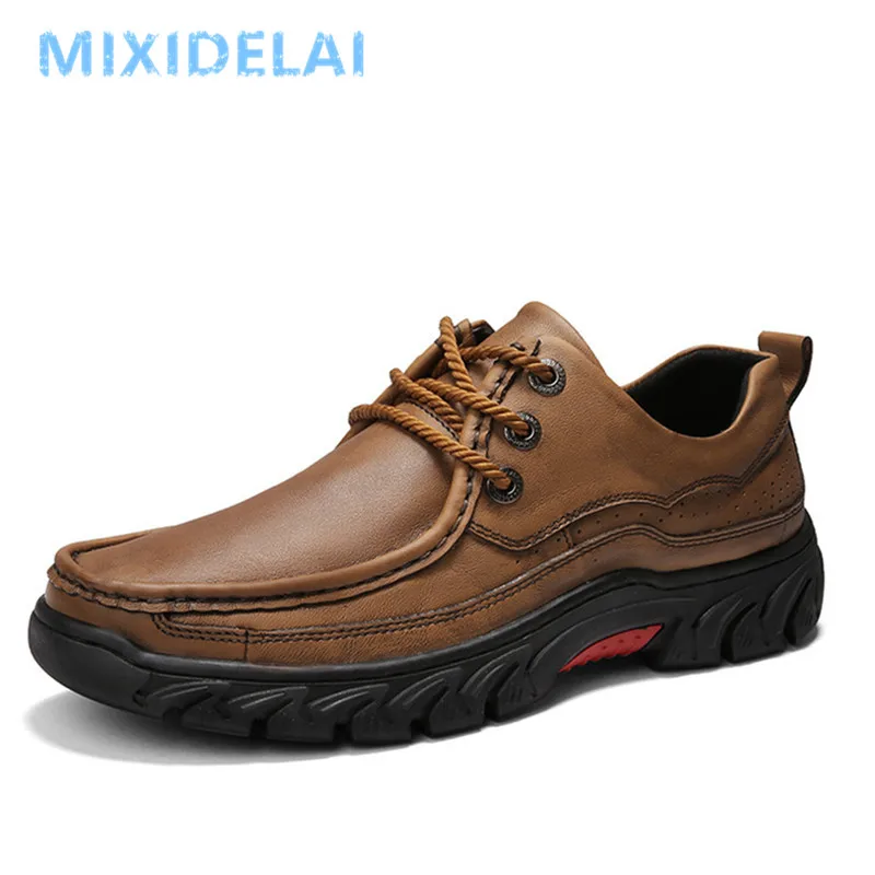 New High Quality Business Men's Shoes 100% Genuine Leather Casual Fashion Work Cow Loafers Plus Size 38-48 | Обувь