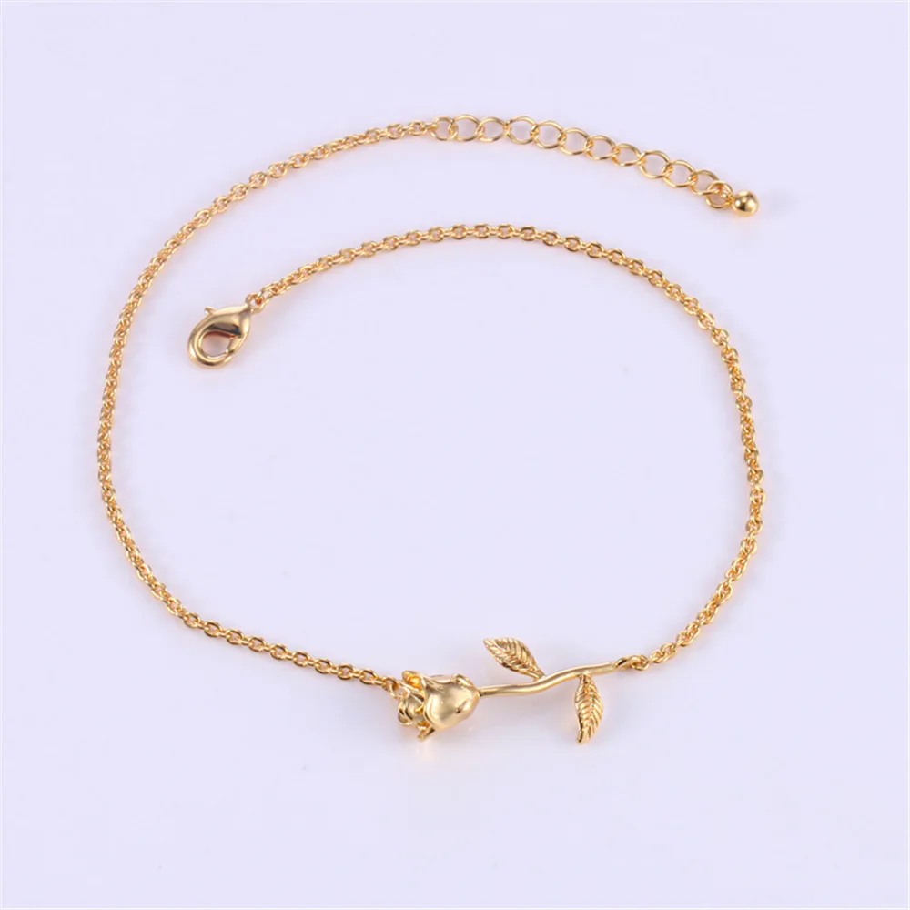 

Creative Fashion Rose Flower Bracelet 18k Gold 3D Three-dimensional Bangle for Women Girls Birthday Party Jewelry Gifts