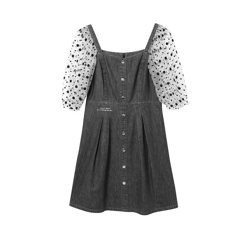 

Summer Dress Female Patchwork Casual Women's Dresses Button Short Sleeve Gauze Dresses Summer 2021 Ladies Beach Dress Woman