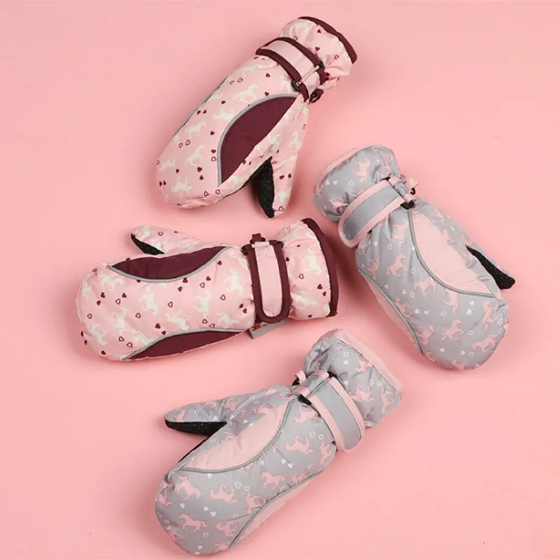 

New Sale 2 Pairs Of Children'S Ski Gloves, Girls' Ski Gloves, Winter Outdoor Activities with Waterproof and Warm Snow Gloves