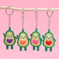avocado keychain cute simulated 3d soft resin smiling fruit key chains couple jewelry women fashion christmas gifts wholesale