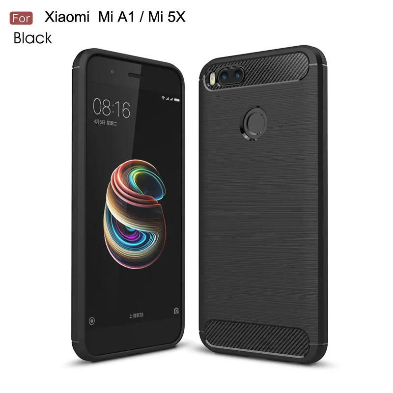 Черный Whyes Мягкий силиконовый чехол для Xiaomi mi 5X A1 mi 5X из углеродного волокна противоударный чехол из ТПУ для Xiaomi mi 5X чехол - Цвет: Черный
