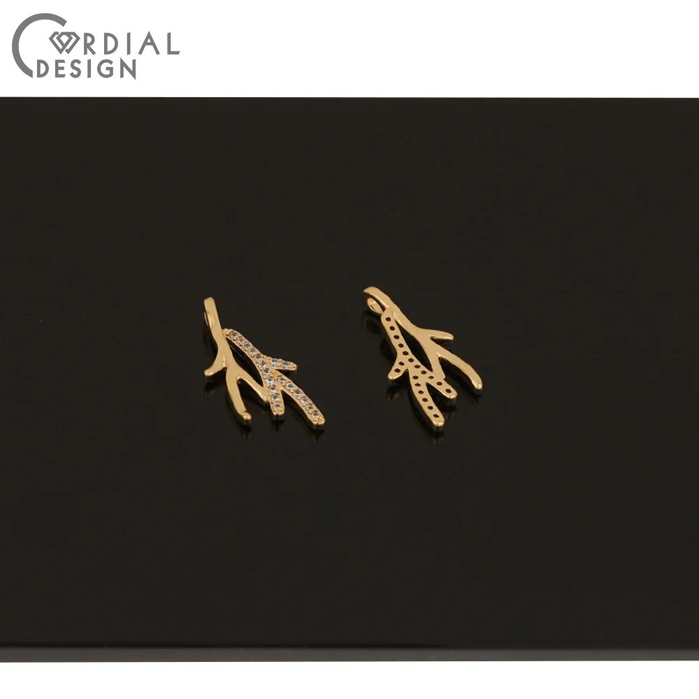 

Cordial Design 20Pcs 9*20MM DIY Accessories/CZ Charms/Branch Shape/Hand Made/Genuine Gold Plating/Jewelry Findings & Components